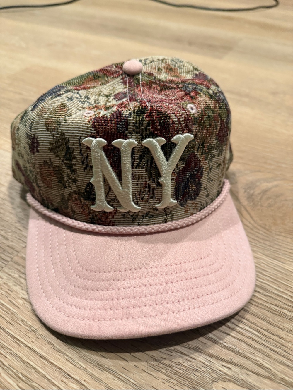 NY Embroidered Floral Cap - Pink